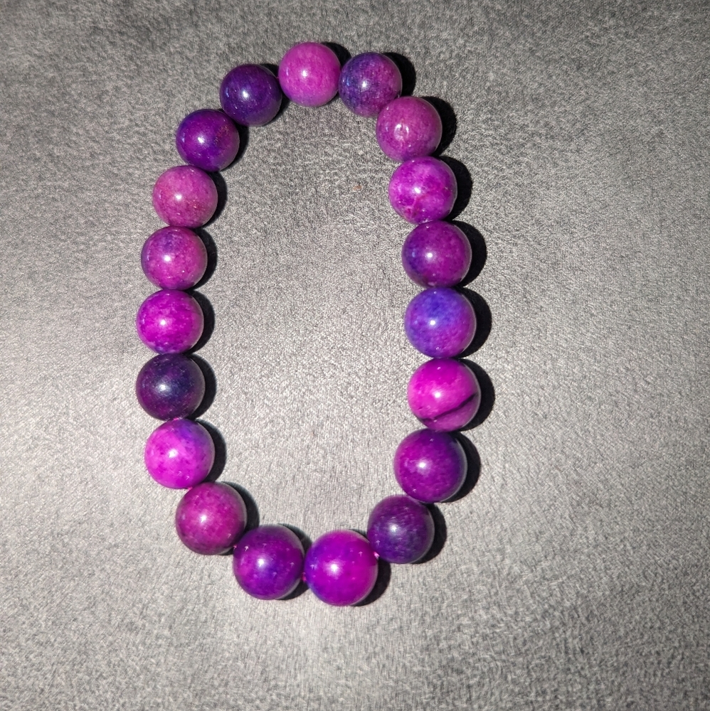 10mm Pink-Purple Agate Bracelet - Picture 4 of 4